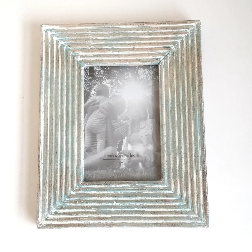 Shabby Chic White Washed/ Aged Sea Foam Green Shabby Chic Picture Frame Set of 3